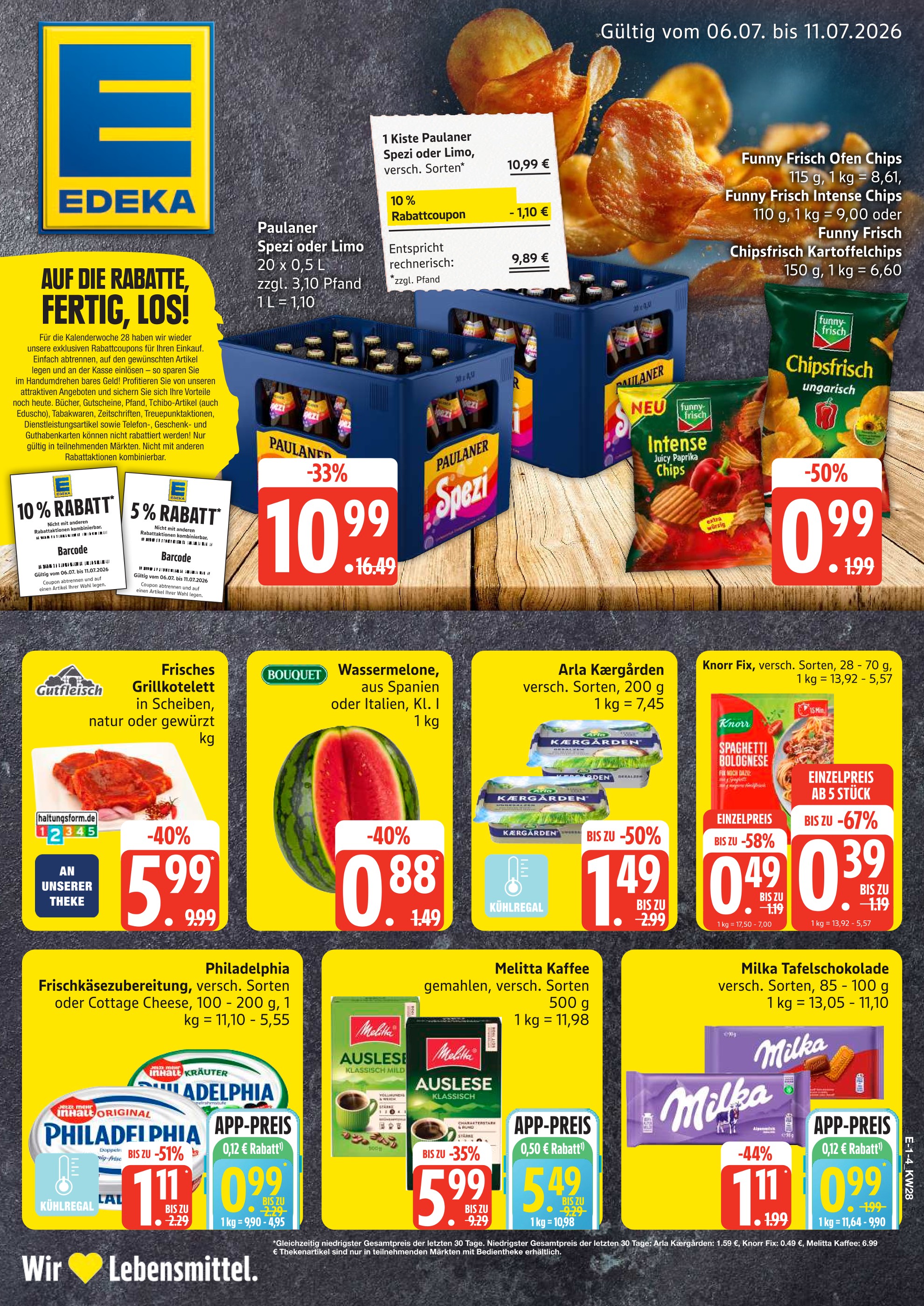 Aktueller EDEKA Discounter Prospekt in Waren und Umgebung, "Top Angebote" mit 27 Seiten, 06.07.2026 - 11.07.2026
